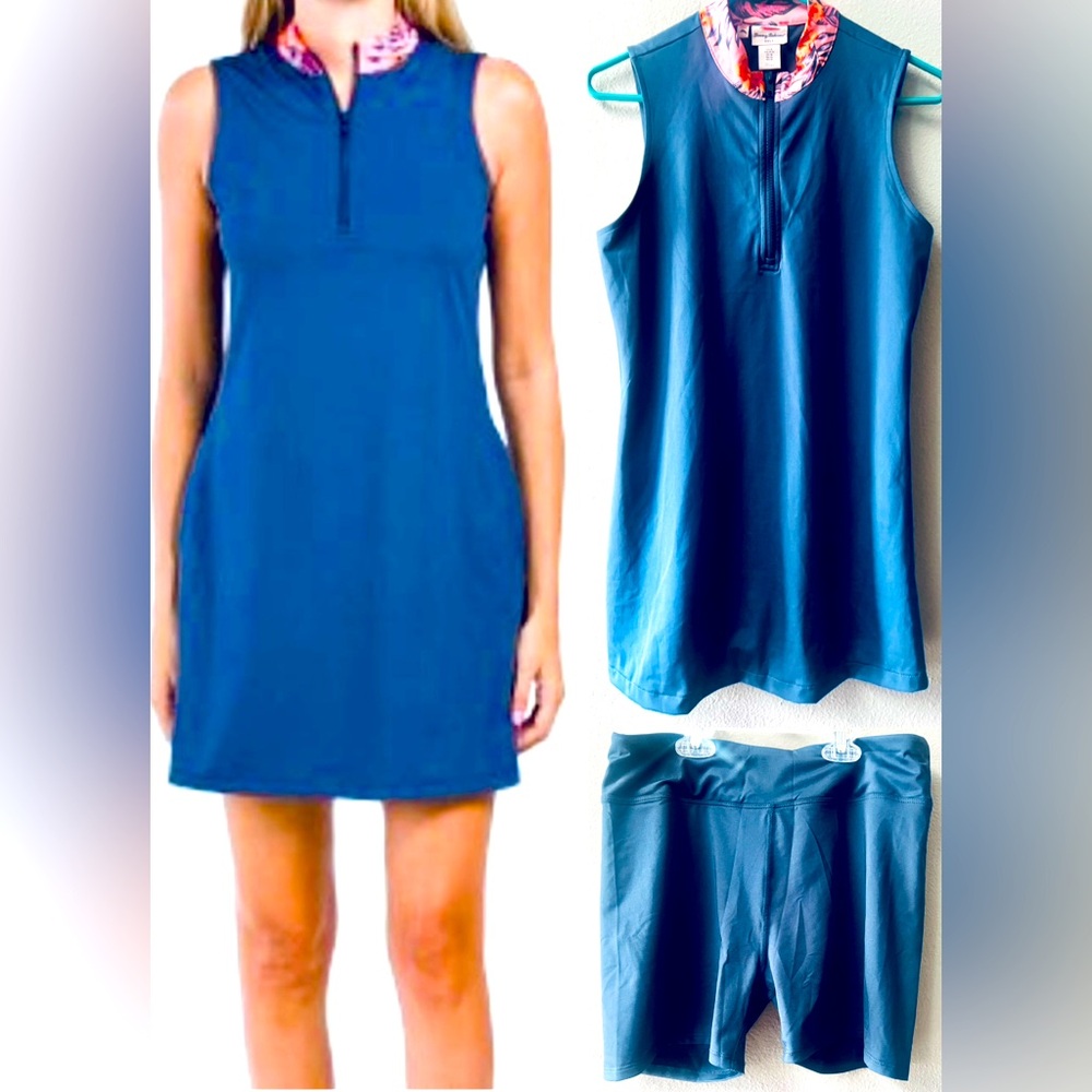 TOMMY BAHAMA GOLF MOOD INDIGO MOCK 3/4 ZIP NECK GOLF/TENNIS DRESS W/SHORTS Sz.M